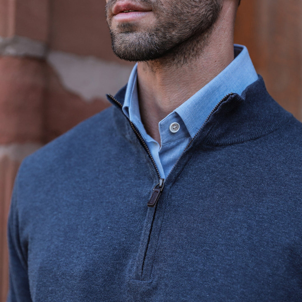 The Cadet Blue Easterley Half-Zip Sweater Sweater- Ledbury