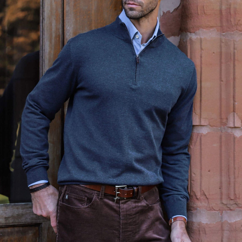 The Cadet Blue Easterley Half-Zip Sweater Sweater- Ledbury