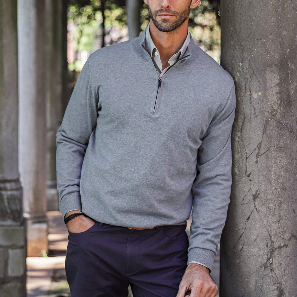 The Light Grey Heather Easterley Half-Zip Sweater Sweater- Ledbury