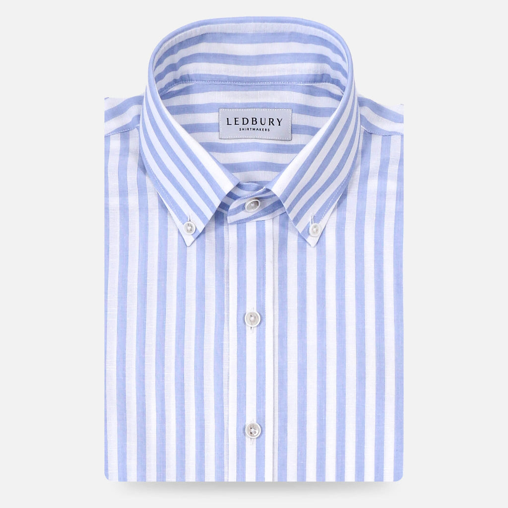 The Light Blue Heather Emerick Cotton Linen Custom Shirt Custom Casual Shirt- Ledbury