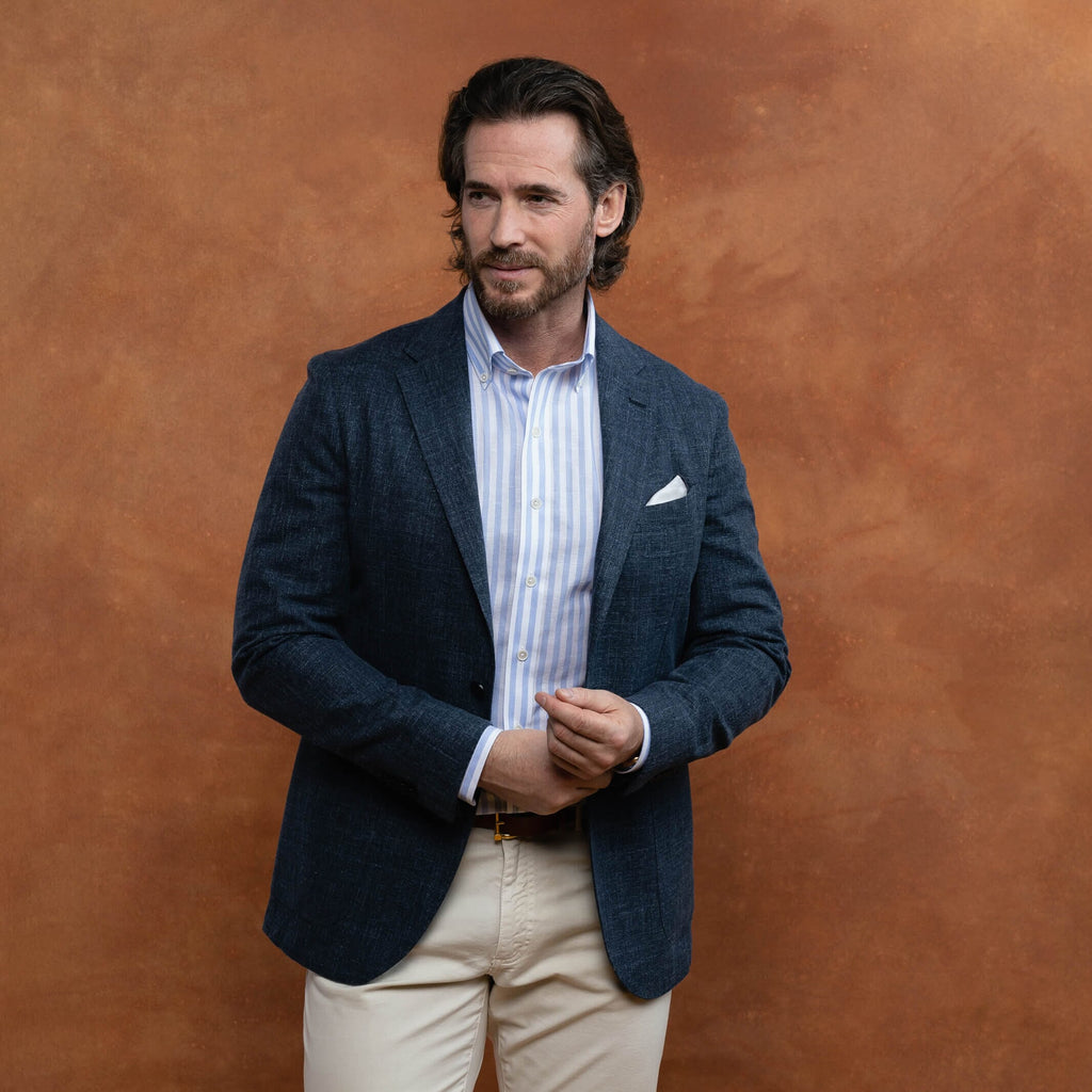 The Light Blue Heather Emerick Stripe Casual Shirt Casual Shirt- Ledbury