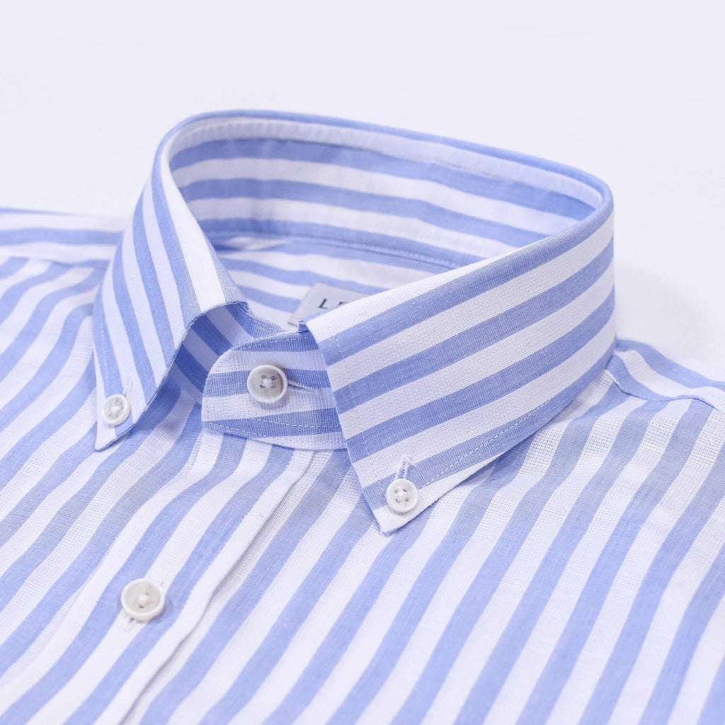The Light Blue Heather Emerick Cotton Linen Custom Shirt Custom Casual Shirt- Ledbury
