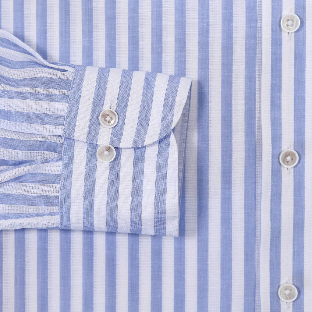 The Light Blue Heather Emerick Cotton Linen Custom Shirt Custom Casual Shirt- Ledbury