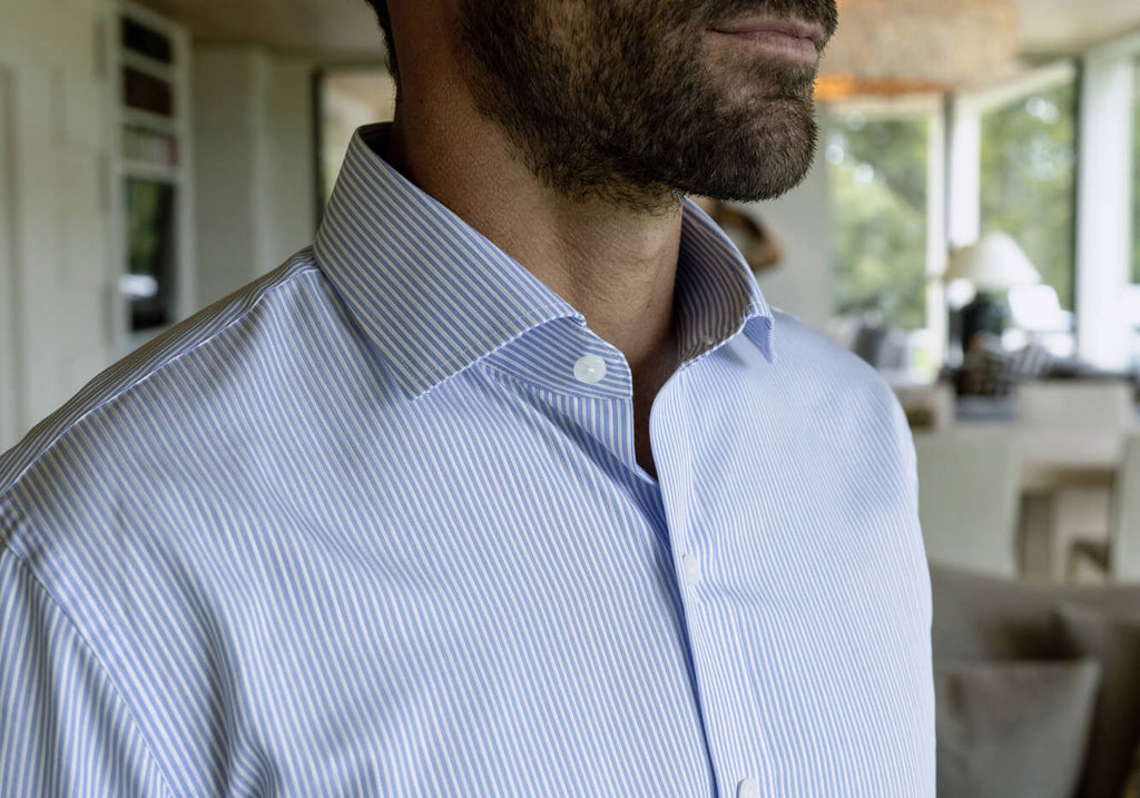 The Blue Evanston Stripe Dress Shirt Dress Shirt- Ledbury