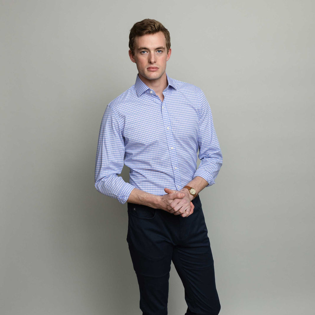 The Pink Foley Gingham Dress Shirt Dress Shirt- Ledbury