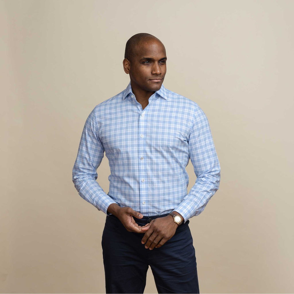 The Blue Forshee Plaid Custom Shirt Custom Casual Shirt- Ledbury