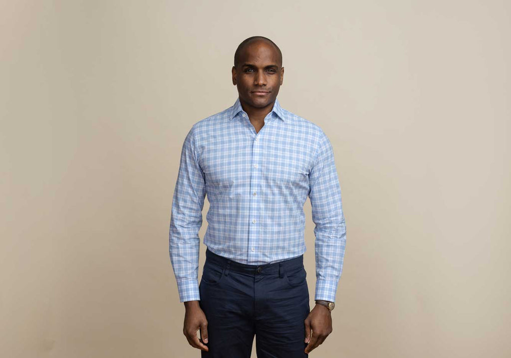 The Blue Forshee Plaid Custom Shirt Custom Casual Shirt- Ledbury