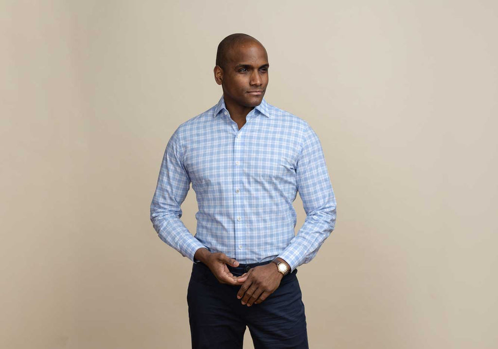 The Blue Forshee Plaid Custom Shirt Custom Casual Shirt- Ledbury