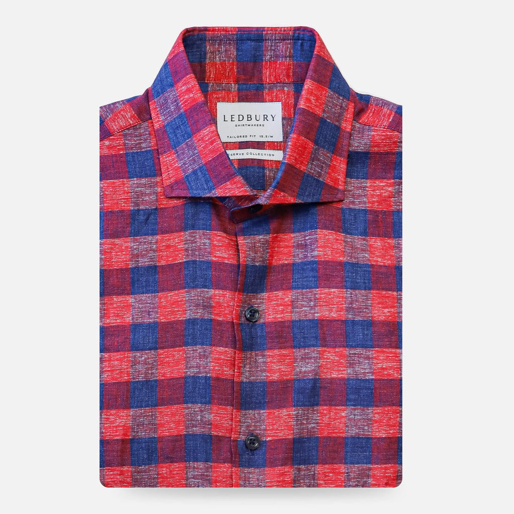 The Red Frazier Linen Gingham Casual Shirt Casual Shirt- Ledbury