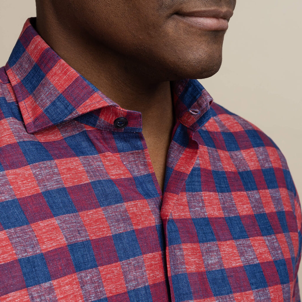 The Red Frazier Linen Gingham Casual Shirt Casual Shirt- Ledbury