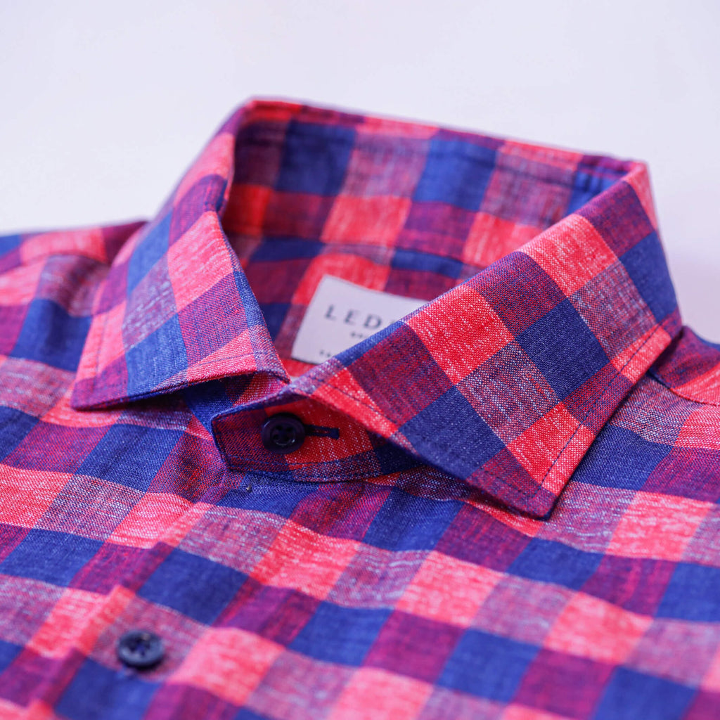 The Albini Frazier Linen Gingham Custom Shirt Custom Casual Shirt- Ledbury