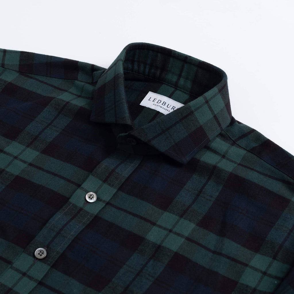 The Navy Gibbs Flannel Custom Shirt Custom Casual Shirt- Ledbury