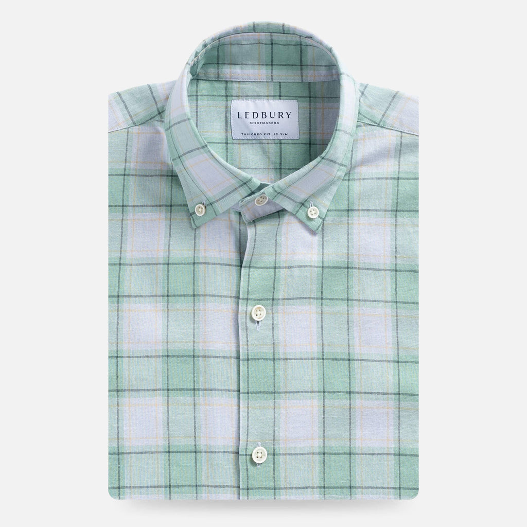 The Seafoam Granby Check Custom Shirt Custom Casual Shirt- Ledbury