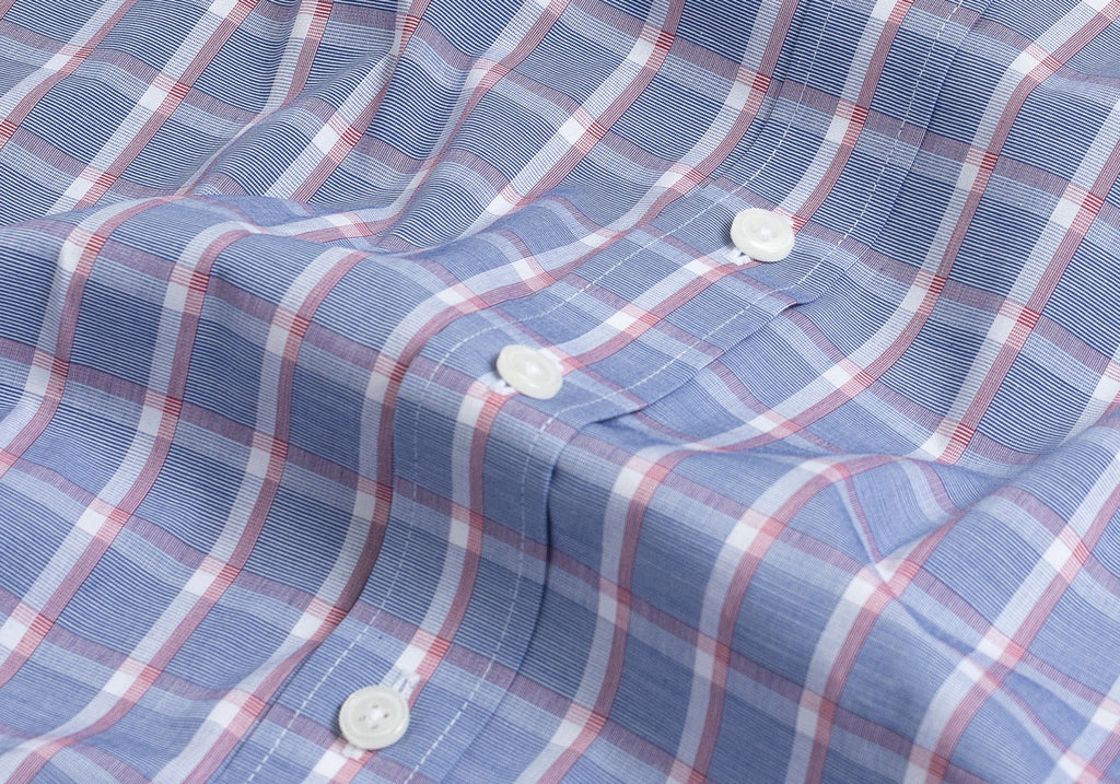 The Blue Greyrock Check Custom Shirt Custom Dress Shirt- Ledbury