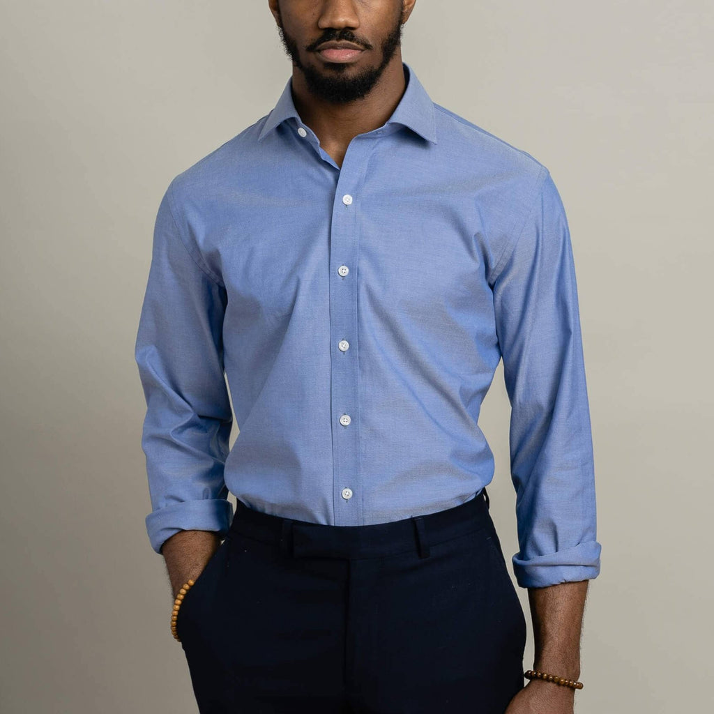 The Blue Harrison Pinpoint Oxford Custom Shirt Custom Dress Shirt- Ledbury