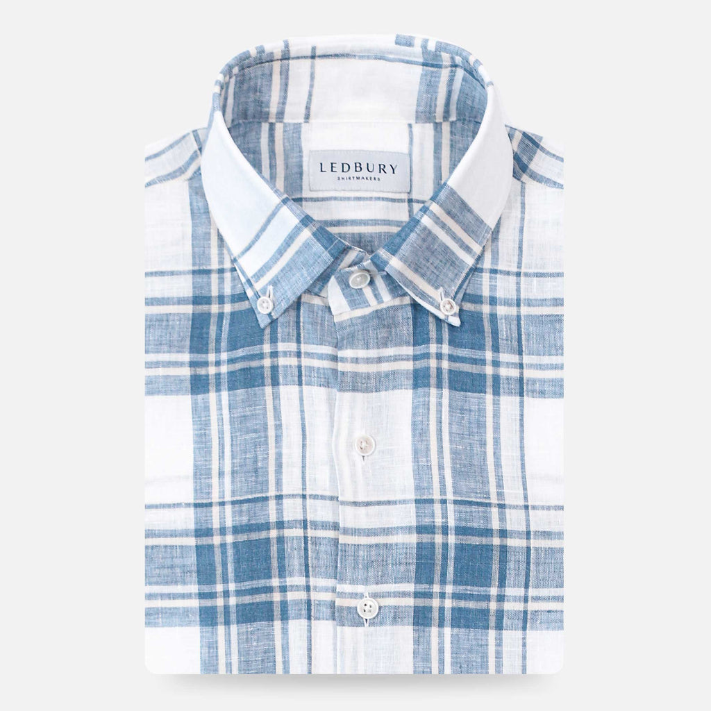 The Blue Fog Hartley Linen Plaid Custom Shirt Custom Casual Shirt- Ledbury