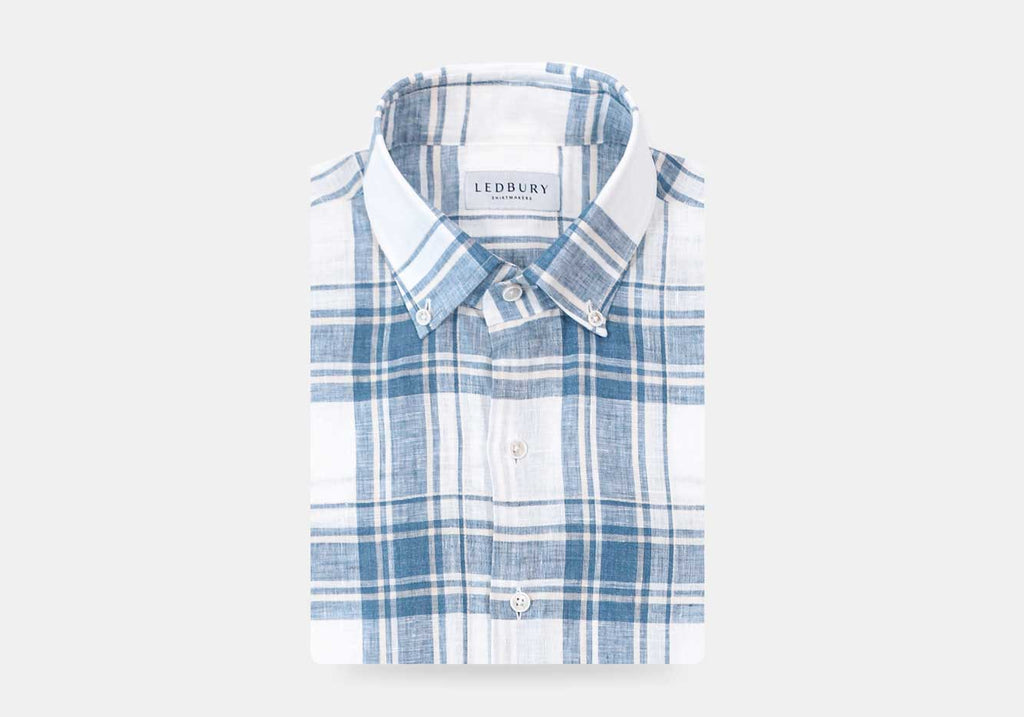 The Blue Fog Hartley Linen Plaid Casual Shirt Casual Shirt- Ledbury