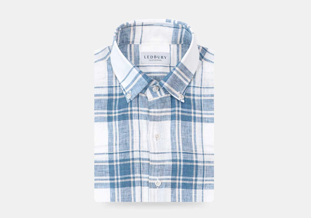 The Blue Fog Hartley Linen Plaid Custom Shirt Custom Casual Shirt- Ledbury