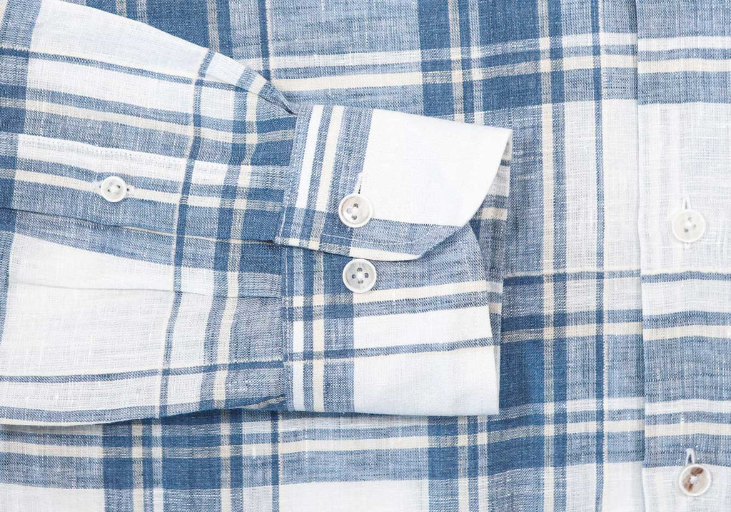 The Blue Fog Hartley Linen Plaid Custom Shirt Custom Casual Shirt- Ledbury