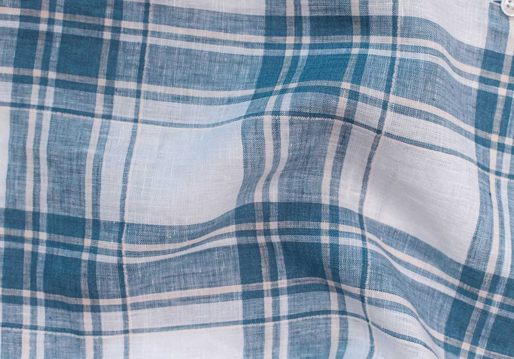 The Blue Fog Hartley Linen Plaid Custom Shirt Custom Casual Shirt- Ledbury