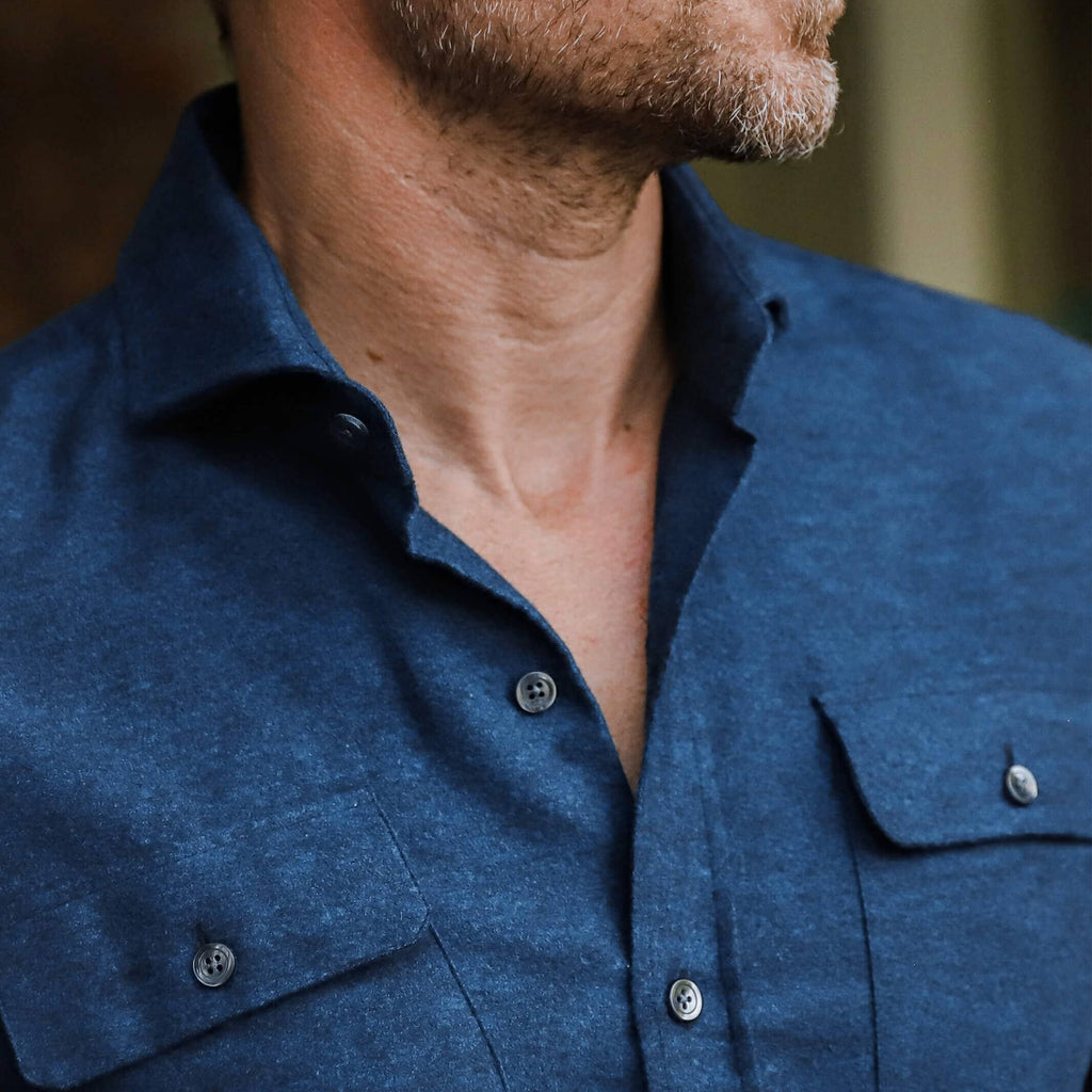 The Dark Blue Heather Heyming Flannel Custom Shirt Custom Casual Shirt- Ledbury