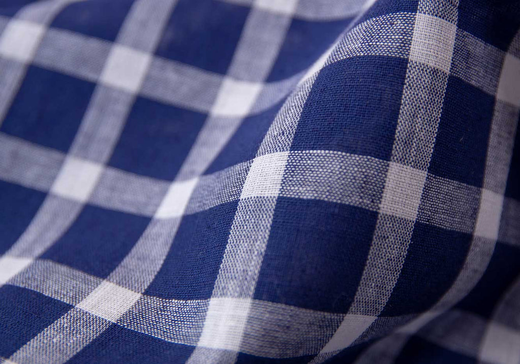 The Navy Blue Hillcrest Cotton Linen Windowpane Casual Shirt Casual Shirt- Ledbury