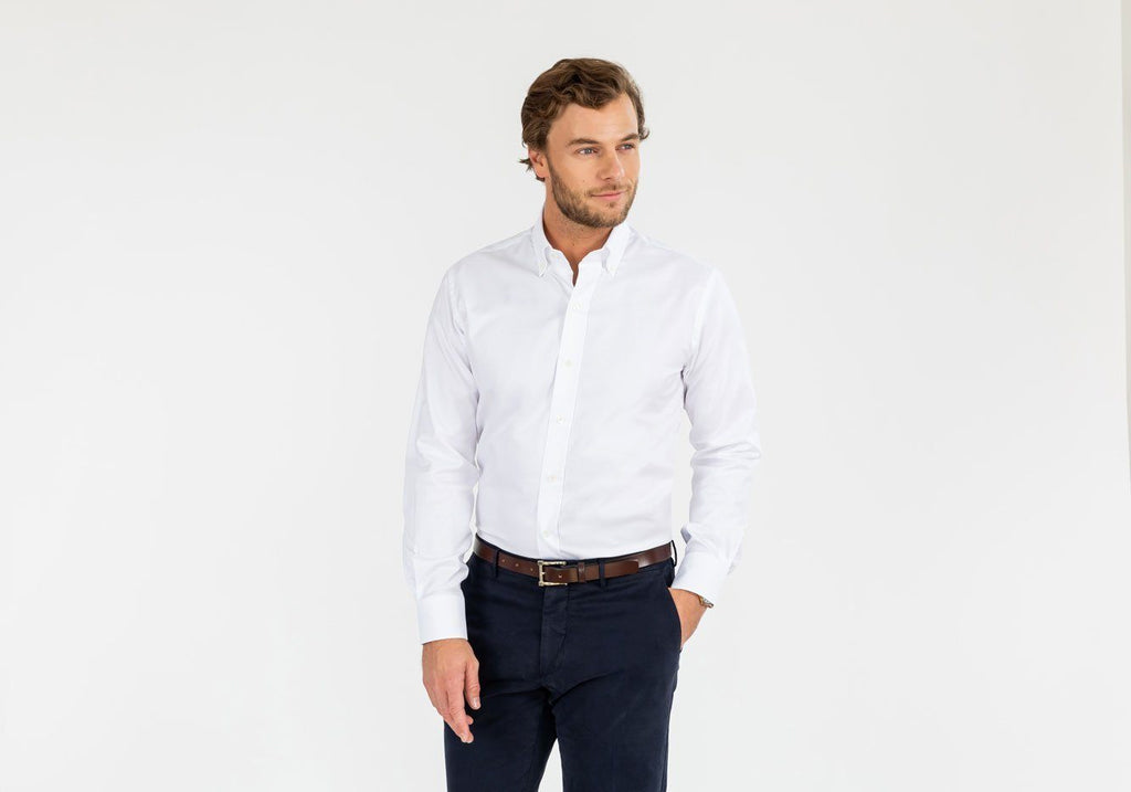 The 2019 White Hudson Pinpoint Oxford Dress Shirt Dress Shirt- Ledbury