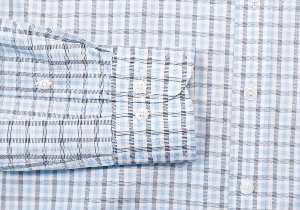 The Light Blue Huxley Tattersall Custom Shirt Custom Dress Shirt- Ledbury