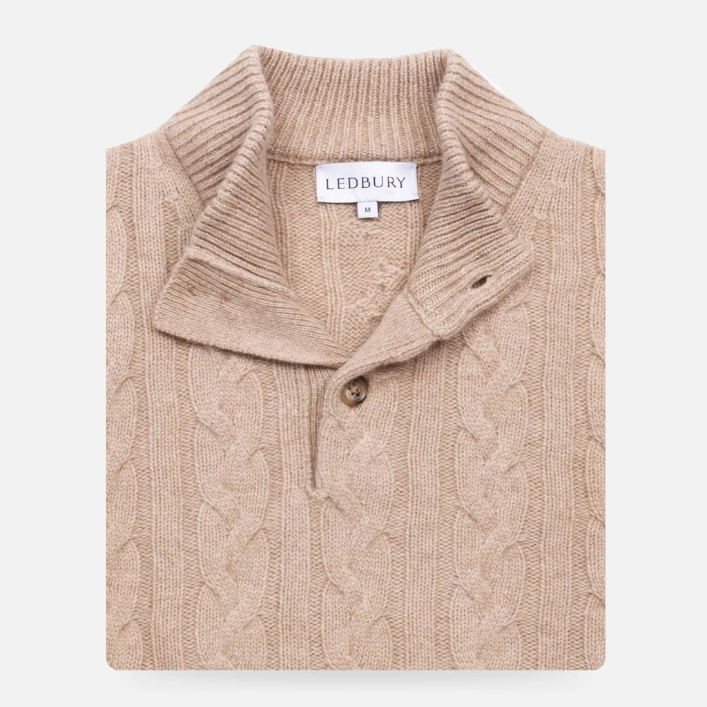 The Sable Jeffers Aran Mock Neck Sweater Sweater- Ledbury