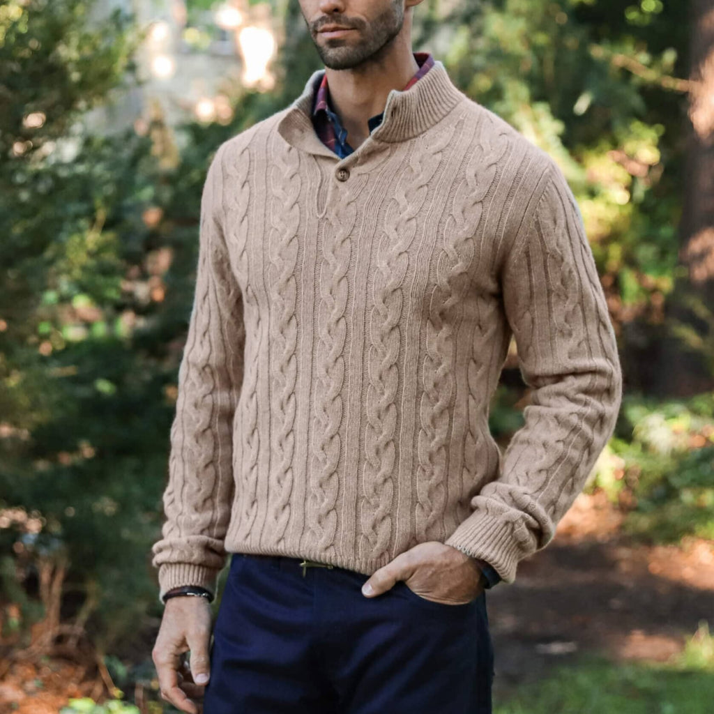 The Sable Jeffers Aran Mock Neck Sweater Sweater- Ledbury