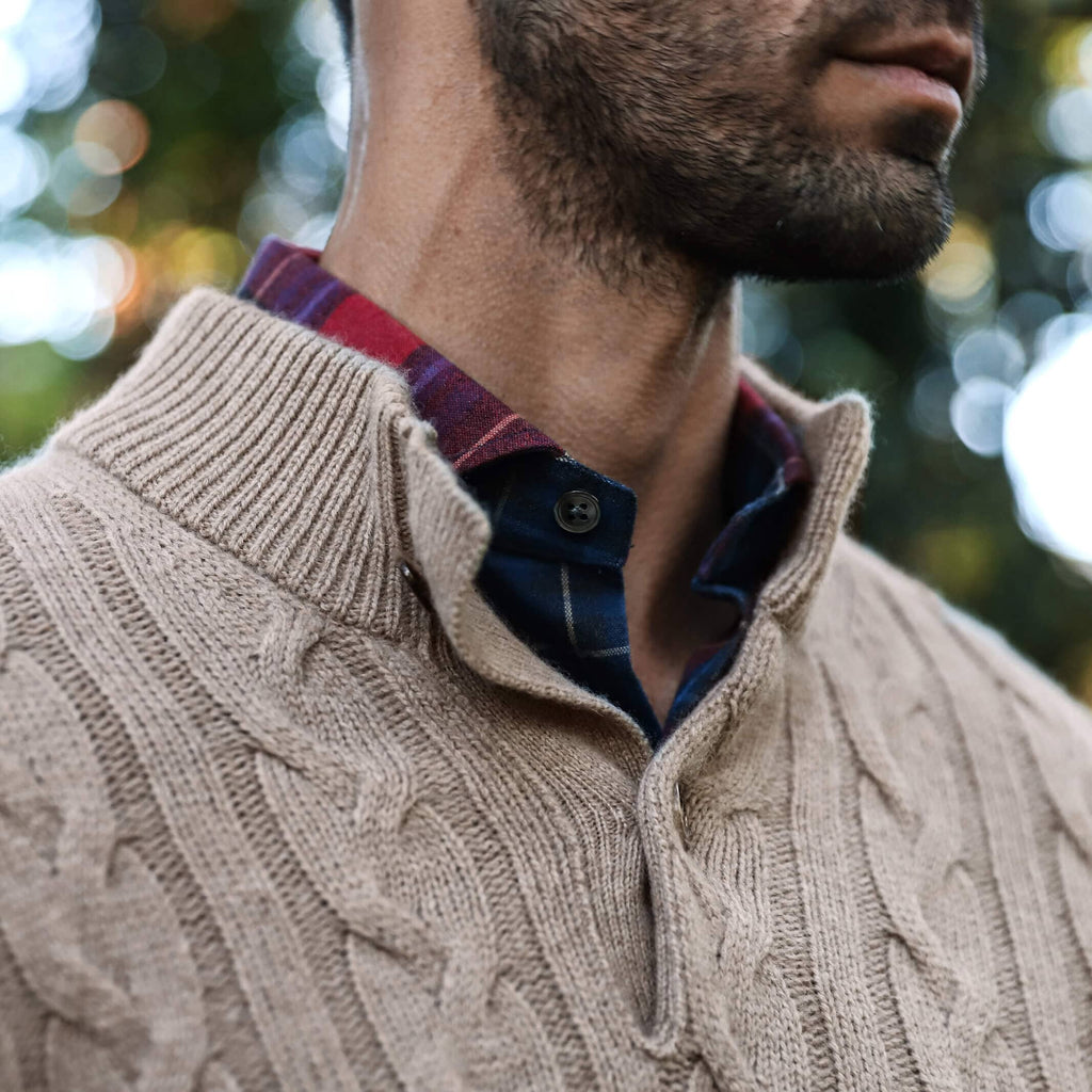 The Sable Jeffers Aran Mock Neck Sweater Sweater- Ledbury