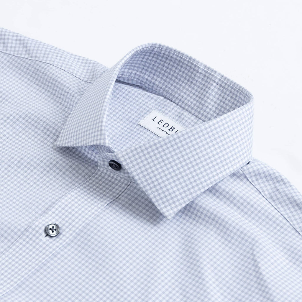 The Light Grey Kent Gingham Custom Shirt Custom Dress Shirt- Ledbury