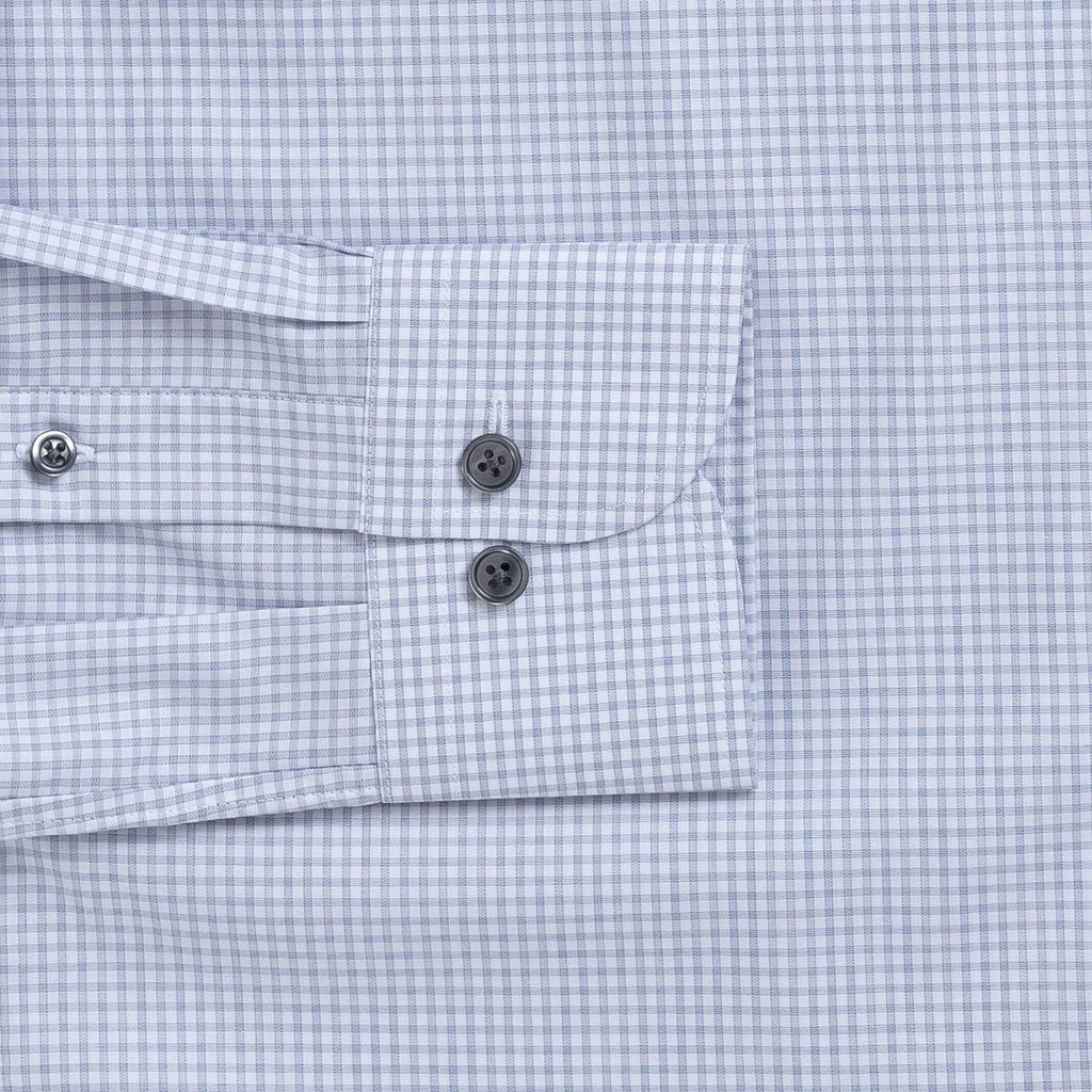 The Light Grey Kent Gingham Custom Shirt Custom Dress Shirt- Ledbury