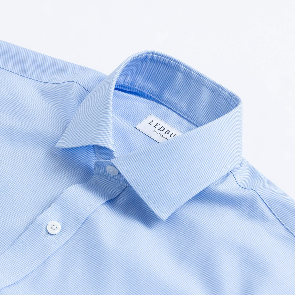 The Light Blue Kent Micro Gingham Custom Shirt Custom Dress Shirt- Ledbury