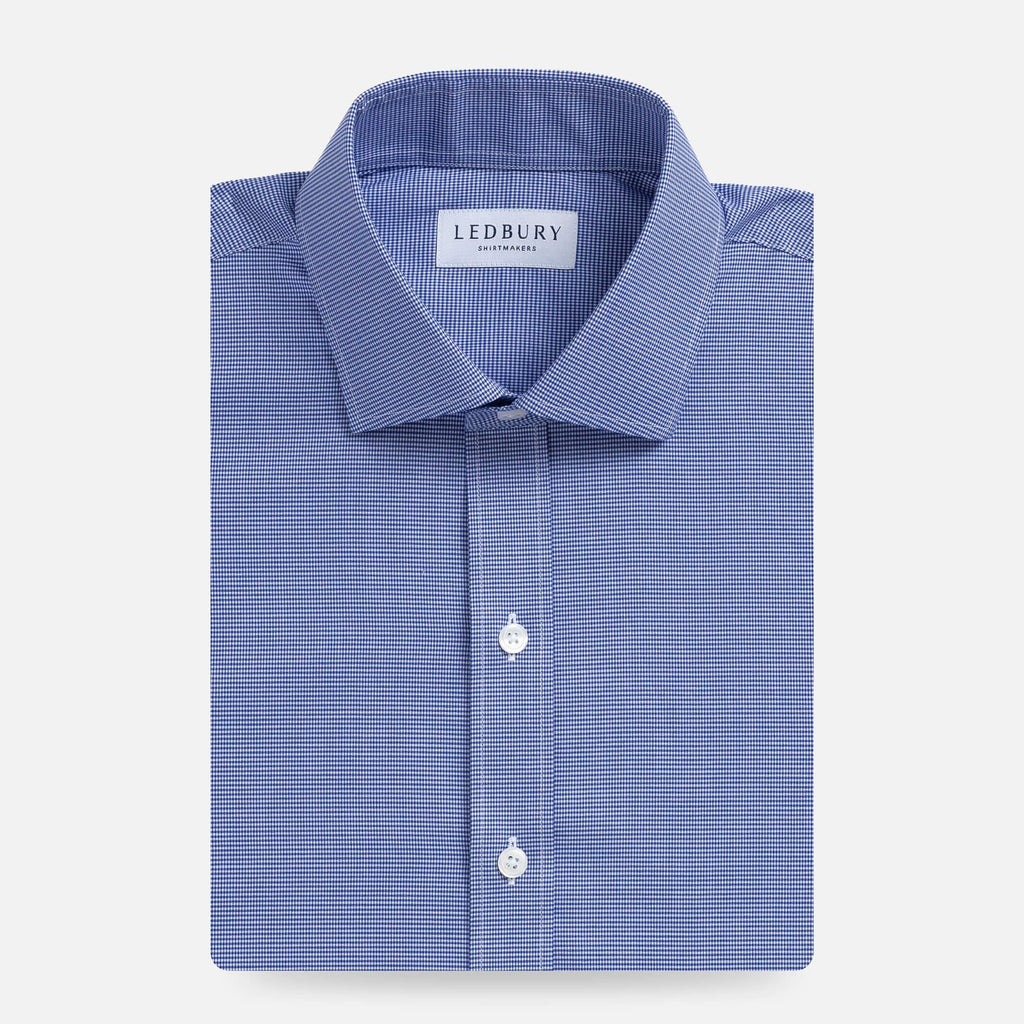 The Deep Blue Kent Micro Gingham Custom Shirt Custom Dress Shirt- Ledbury