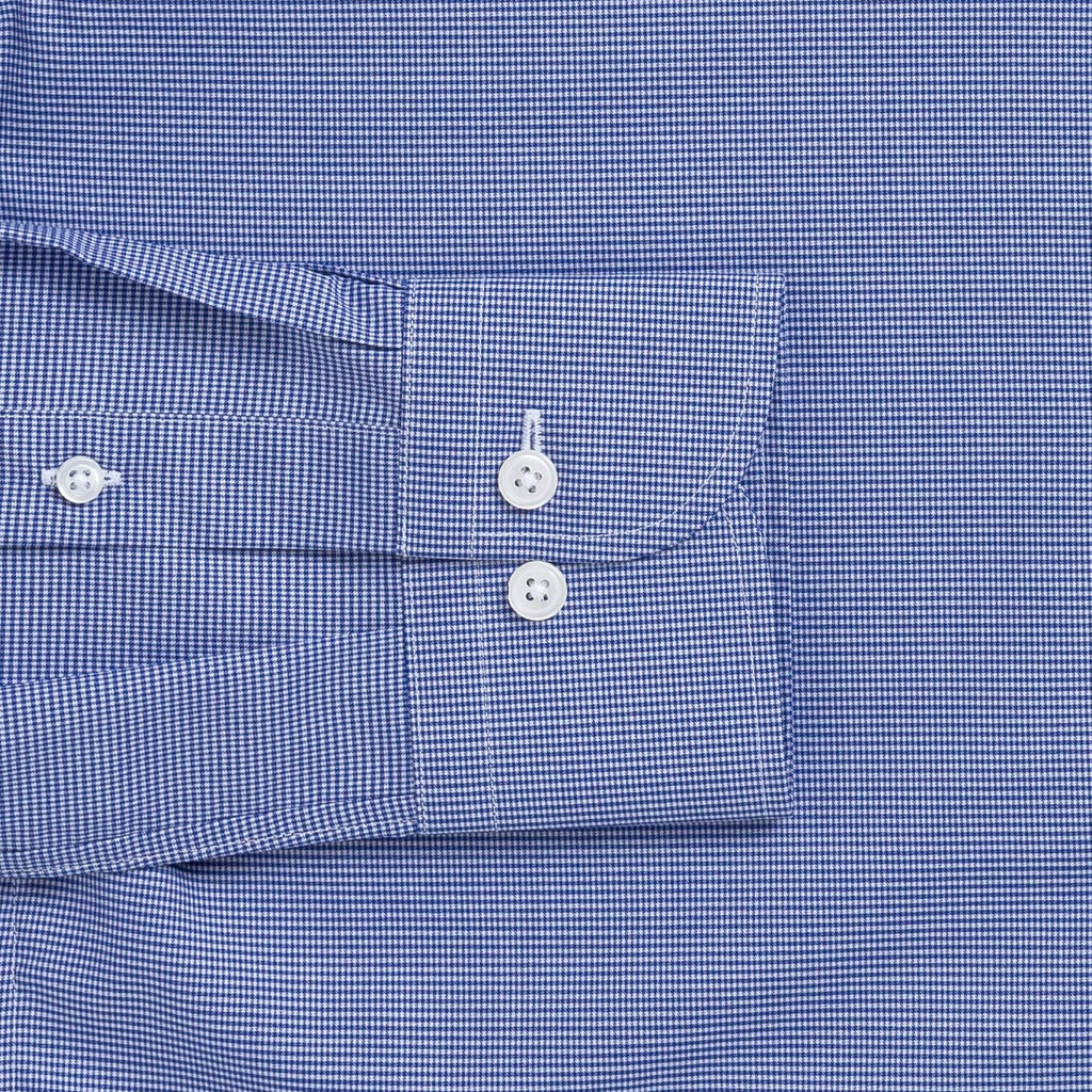 The Deep Blue Kent Micro Gingham Custom Shirt Custom Dress Shirt- Ledbury