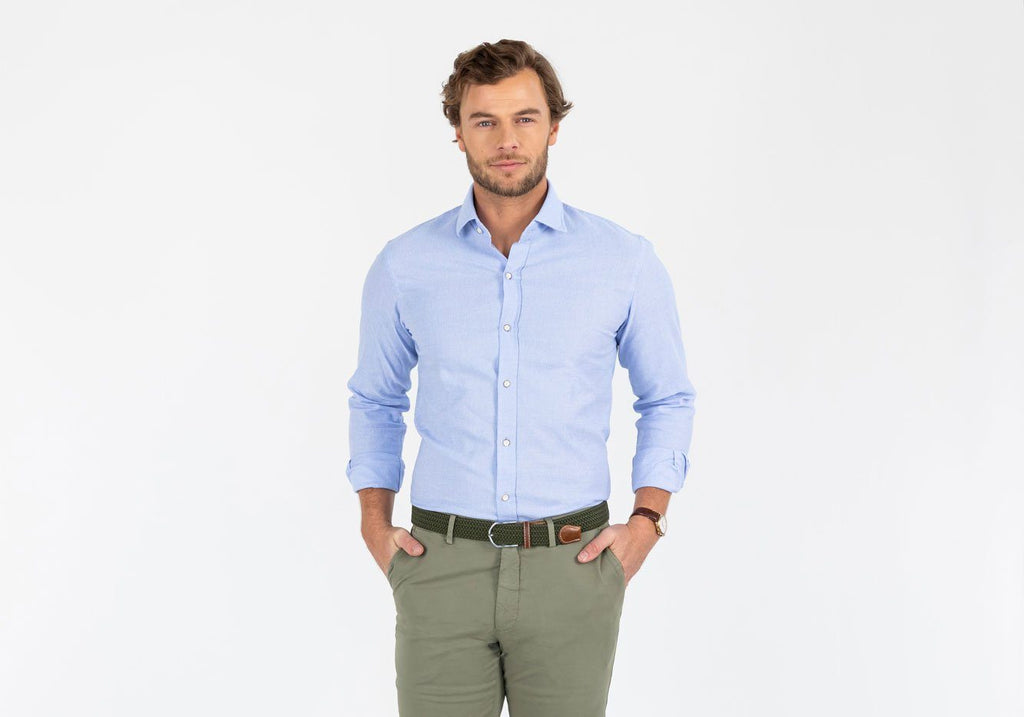 The Light Blue Kent Sport Texture Dress Shirt Dress Shirt- Ledbury