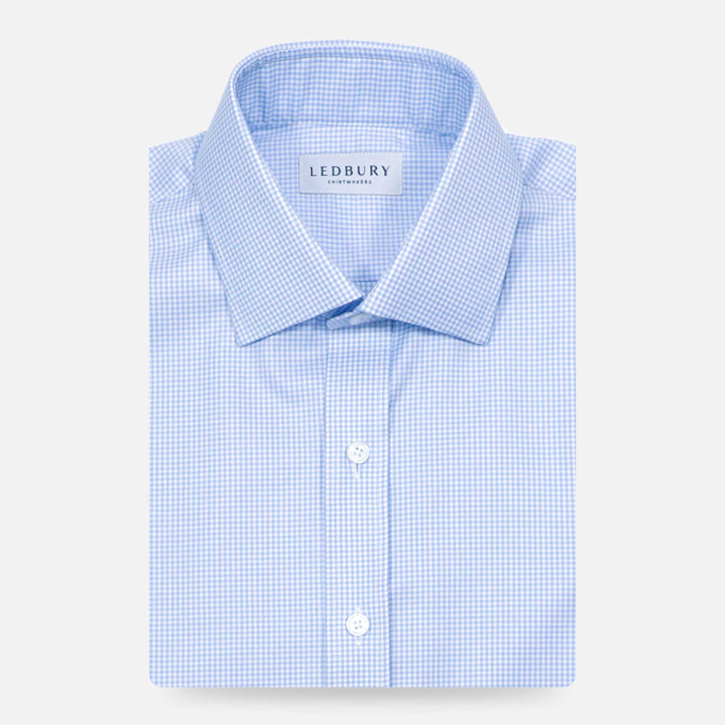 The Light Blue Kilby Non Iron Gingham Custom Shirt Custom Dress Shirt- Ledbury