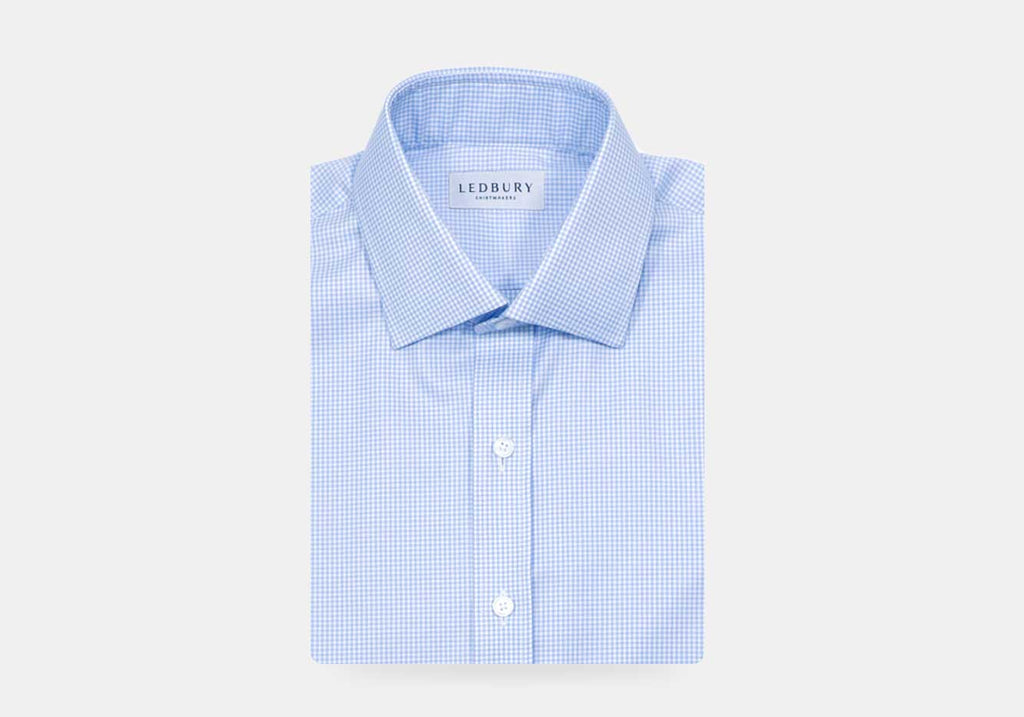 The Light Blue Kilby Non Iron Gingham Custom Shirt Custom Dress Shirt- Ledbury