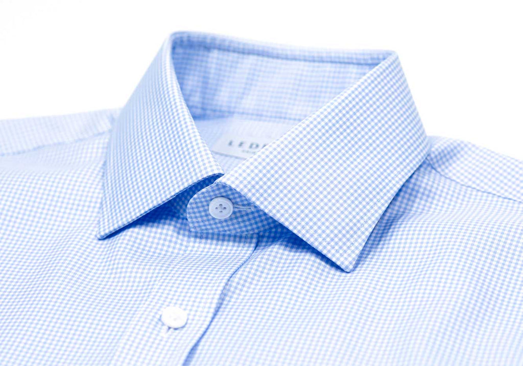 The Light Blue Kilby Non Iron Gingham Custom Shirt Custom Dress Shirt- Ledbury
