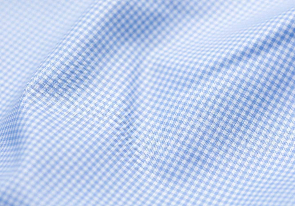 The Light Blue Kilby Non Iron Gingham Custom Shirt Custom Dress Shirt- Ledbury