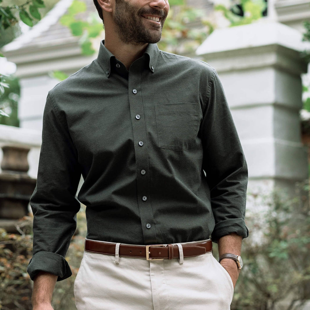The Loden Heather Kingcrest Flannel Casual Shirt Casual Shirt- Ledbury