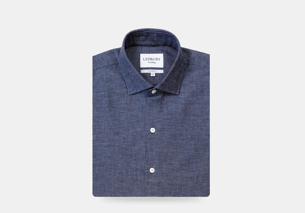 The Navy Kirby Dot Casual Shirt Casual Shirt- Ledbury