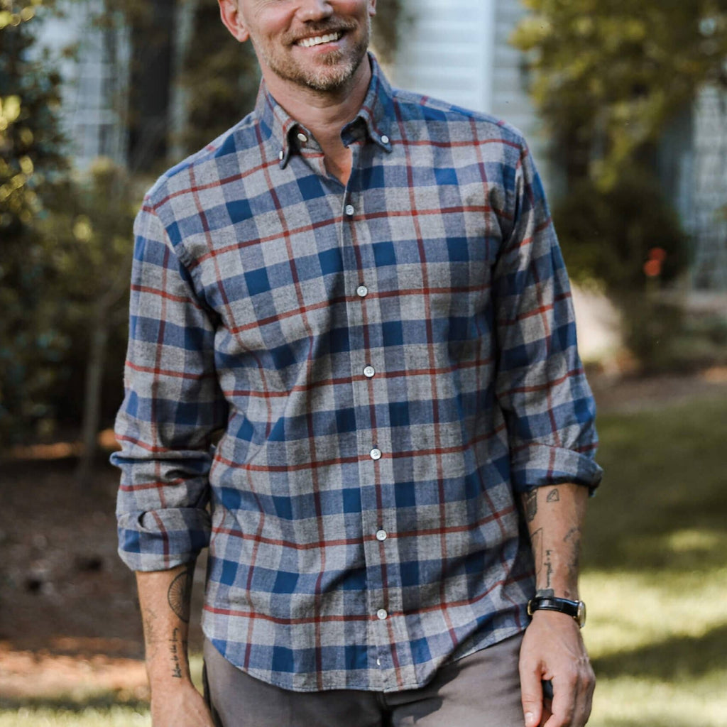 The Grey Lamont Plaid Custom Shirt Custom Casual Shirt- Ledbury