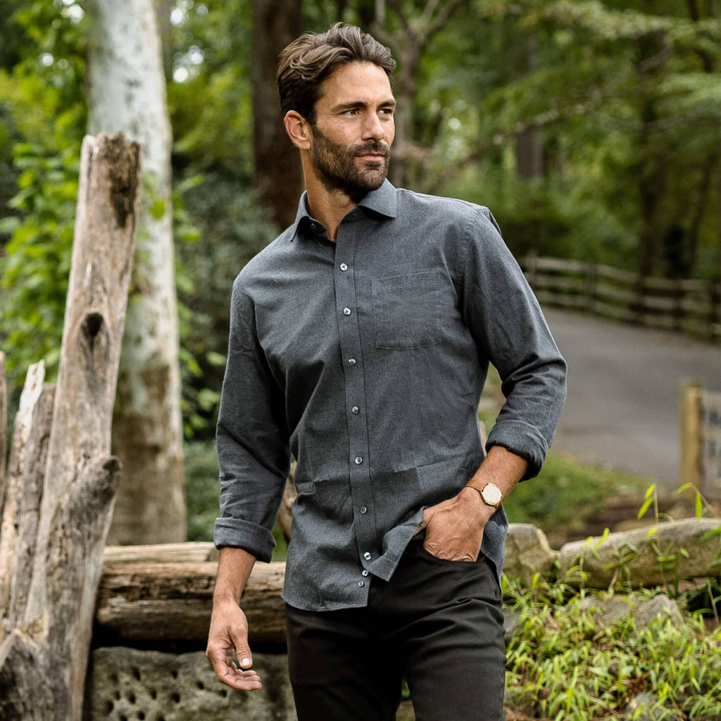 The Dark Grey Langner Custom Shirt Custom Casual Shirt- Ledbury