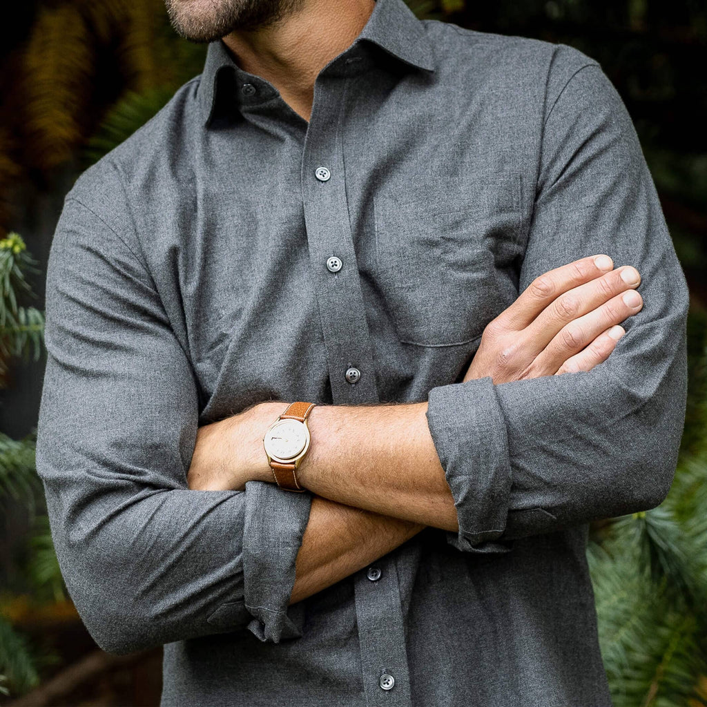 The Dark Grey Langner Custom Shirt Custom Casual Shirt- Ledbury
