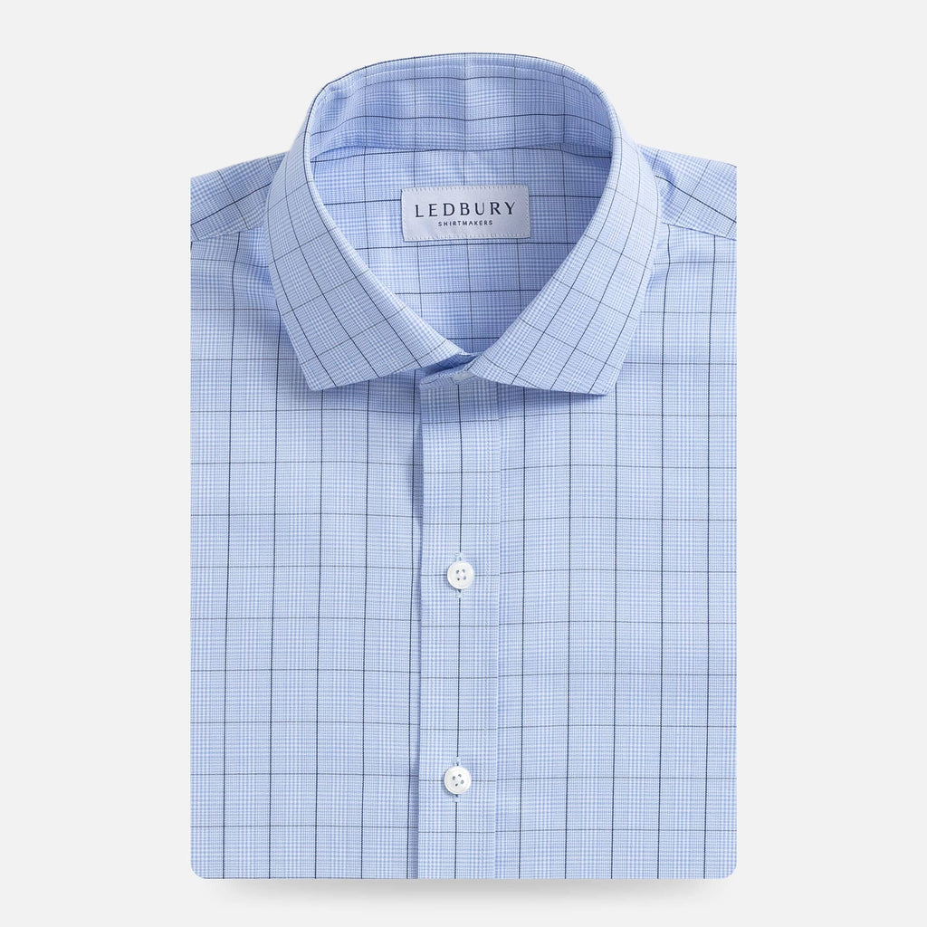 The Blue Lanvale Windowpane  Dress Shirt Dress Shirt- Ledbury