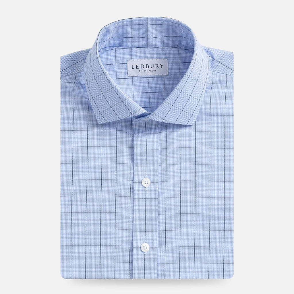 The Blue Lanvale Windowpane Custom Shirt Custom Dress Shirt- Ledbury