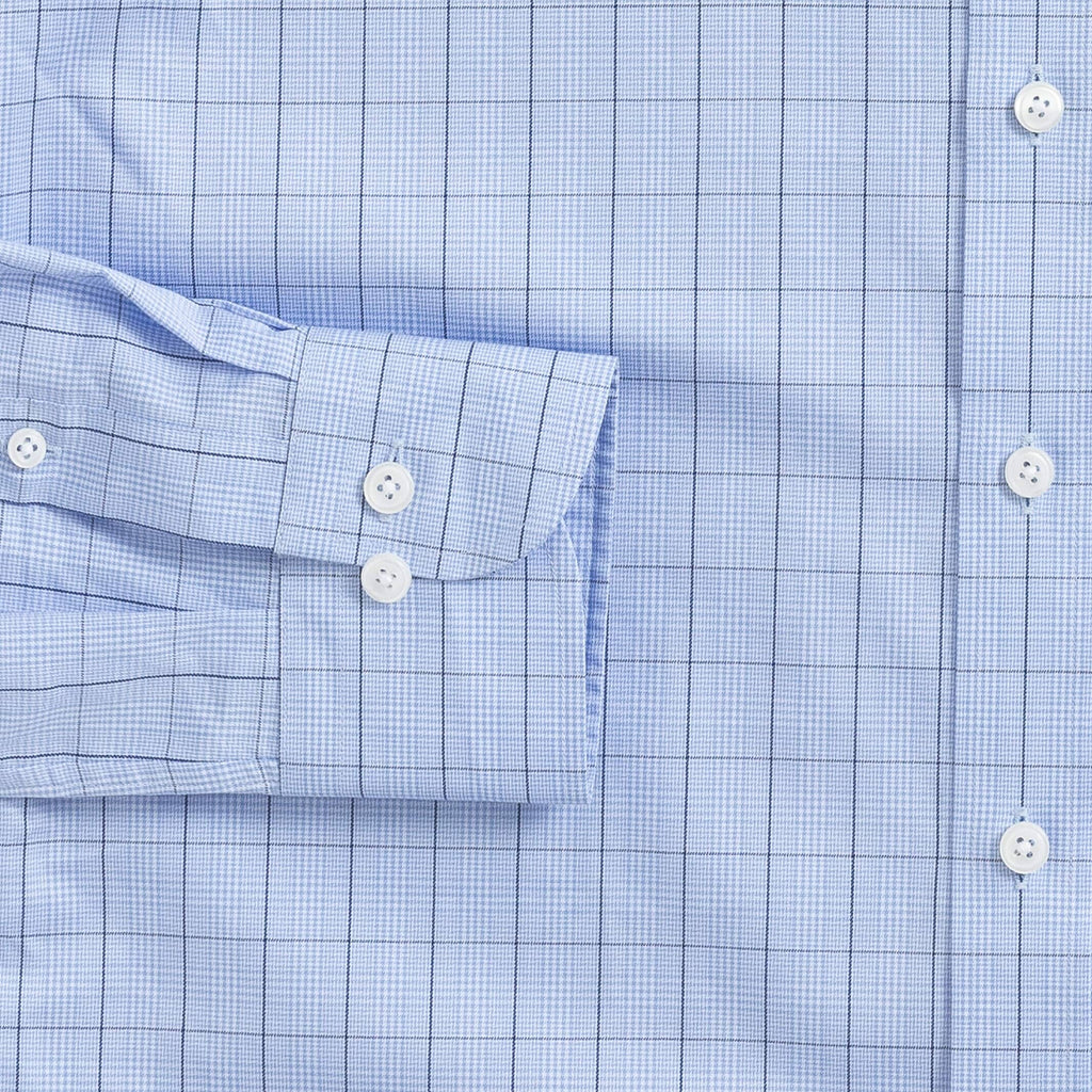 The Blue Lanvale Windowpane Custom Shirt Custom Dress Shirt- Ledbury