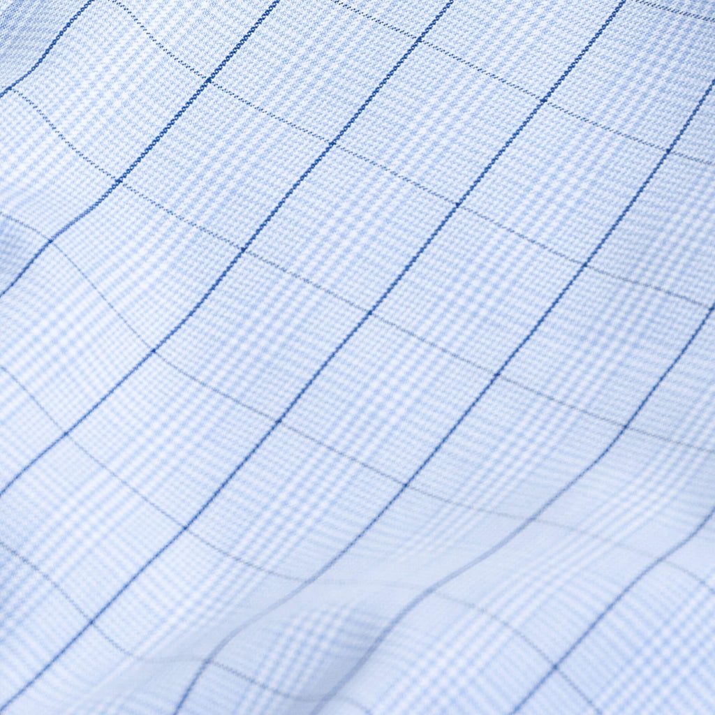 The Blue Lanvale Windowpane  Dress Shirt Dress Shirt- Ledbury